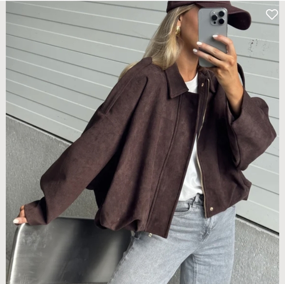 Easy Clothes Jackets & Blazers - Easy Clothes Suede Chocolate Vegan Suede Lined Jacket Nwt S-M/M-L